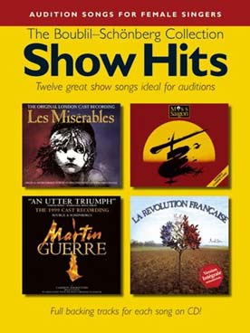 Illustration de Show Hits, the Boublil-Schönberg collection : extraits des Misérables, Miss Saigon, Martin Guerre, Révolution française avec CD play-along (P/V/G)