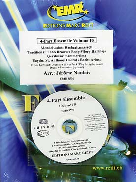 Illustration de ALBUM 4-PART ENSEMBLE avec piano et percussion en option + CD play-along - Vol. 10 : Mendelssohn, Gershwin, Haydn Bach...