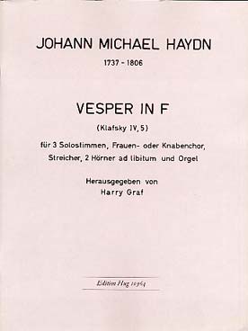 Illustration de Vêpres en fa M pour 3 voix SSA, chœur de femmes, cordes, 2 cors et orgue conducteur