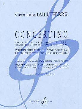 Illustration de Concertino pour flûte et piano solistes et orchestre à cordes, timbales, harpe, réd. piano (tr. Bernold)