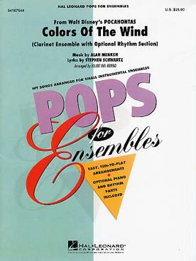 Illustration de Colors of the wind from Pocahontas pour ensemble de clarinettes et percussion