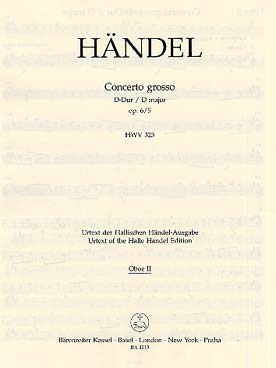 Illustration de Concerto grosso op. 6/5 en ré M pour 2 hautbois, basson, cordes et b. c. - hautbois 2