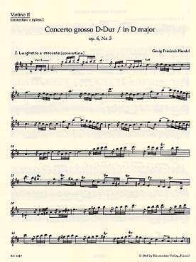 Illustration de Concerto grosso op. 6/5 en ré M pour 2 hautbois, basson, cordes et b. c. - violon solo 2