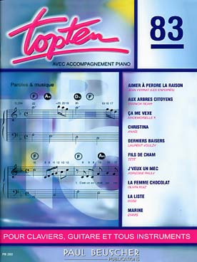 Illustration de Collection TOP : édition simplifiée avec ligne mélodique +accords clavier/guitare - TOP TEN N° 83