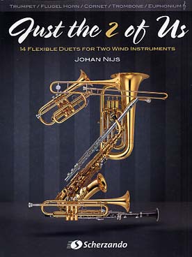 Illustration de Just the 2 of us : 14 duos pour cuivres en clé de sol (trompette, bugle, cornet)