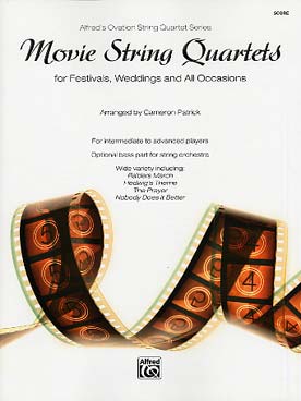 Illustration de MOVIE STRING QUARTETS : 11 musiques de films arr. pour quatuor à cordes avec contrebasse et piano en option, conducteur