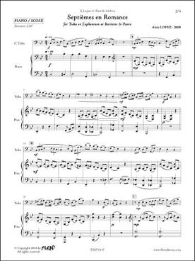 Illustration de Septièmes en romance pour tuba ou euphonium ou baryton et piano