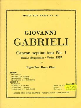 Illustration de Canzon septimi toni N° 1 pour octuor de cuivres (tr. King) - conducteur et parties