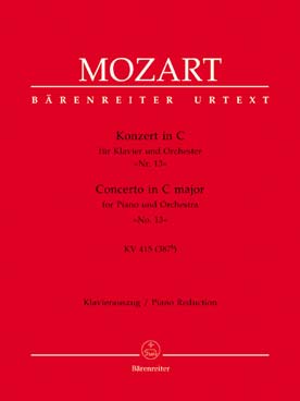 Illustration de Concerto K 415 en do M pour piano, 2 hautbois, 2 bassons,2 cors, 2 trompettes cordes, réd. 2 pianos