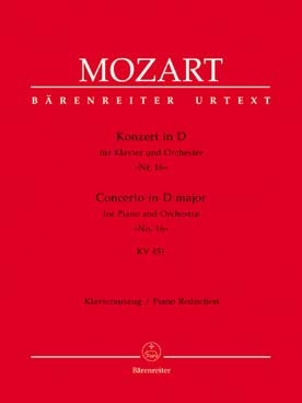 Illustration de Concerto K 451 en ré M pour piano, flûte 2 hautbois, 2 bassons, 2 cors, 2 trompettes, timbales et cordes, réd. 2 pianos