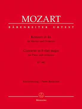 Illustration de Concerto K 482 en mi b M pour piano, flûte, 2 hautbois, 2 bassons, 2 cors 2 trompettes, timbales, réd. 2 pianos