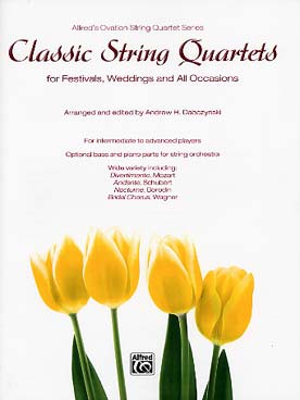 Illustration de CLASSIC STRING QUARTETS : 17 morceaux célèbres arr. pour quatuor à cordes avec contrebasse et piano en option, conducteur