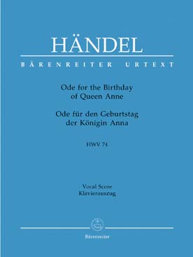 Illustration de Ode for the Birthday of Queen Anna HWV 74 "Friedensode", réd. chant/piano (anglais/allemand)
