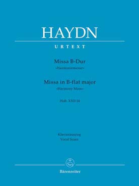 Illustration de Harmonie Messe en si b M Hob.XXII:14 pour clarinette, flûte, hautbois, SATB solistes et chœur SATB, réd. piano