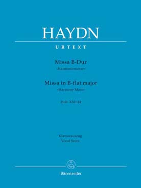 Illustration de Harmonie Messe en si b M Hob.XXII:14 pour clarinette, flûte, hautbois, SATB solistes et chœur SATB, réd. piano
