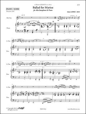 Illustration de Ballad for Marine pour saxophone alto et piano