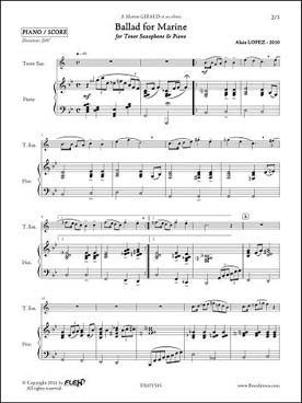 Illustration de Ballad for Marine pour saxophone ténor et piano