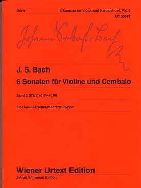 Illustration de Six Sonatas BWV 1017, 1018, 1019 pour violon et piano (ou harpe) (tr. Kehr) - VOL 2