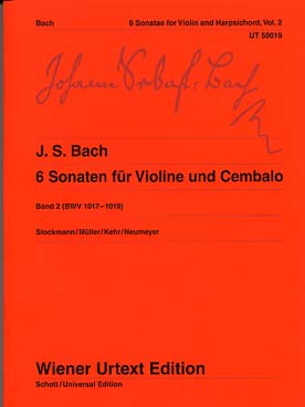 Illustration de Six Sonatas BWV 1017, 1018, 1019 pour violon et piano (ou harpe) (tr. Kehr) - VOL 2