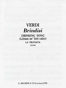 Illustration verdi brindisi (traviata) chant/piano