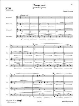 Illustration de Promenade pour 3 clarinettes si b et 1 clarinette basse