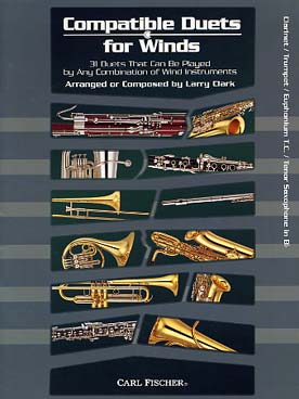 Illustration de COMPATIBLE DUETS FOR WINDS : 31 duos - clarinette, trompette, saxophone ténor euphonium