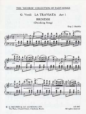 Illustration de Brindisi (Traviata) pour soprano, ténor, chœur SATB (anglais/italien)