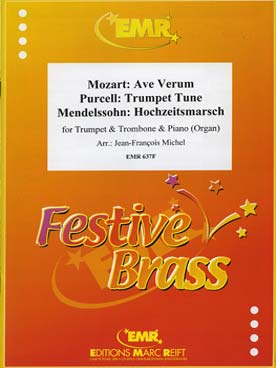 Illustration de DUET ALBUM Vol. 2 : PURCELL Trumpet tune, MOZART Ave verum, MENDELSSOHN Marche nuptiale (tr. J. F. Michel pour trompette,trombone et piano ou orgue)