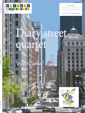 Illustration de Diary street quartet pour vibraphone,  batterie, guitare électrique et basse