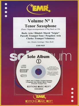 Illustration de SOLO ALBUM (tr. Armitage/Reift) avec accompagnement piano + CD play-along - Vol. 1 : Bach, Haendel, Purcell, Pergolèse, Clarke (saxophone ténor)