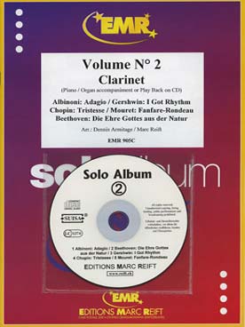 Illustration de SOLO ALBUM (tr. Armitage/Reift) avec accompagnement piano + CD play-along - Vol. 2 : Albinoni, Gershwin, Chopin, Mouret, Beethoven