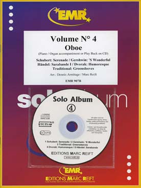 Illustration de SOLO ALBUM (tr. Armitage/Reift) avec accompagnement piano + CD play-along - Vol. 4 : Schubert, Gershwin, anonyme, Dvorak, Haendel