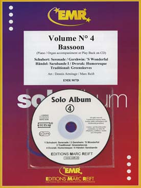 Illustration de SOLO ALBUM (tr. Armitage/Reift) avec accompagnement piano + CD play-along - Vol. 4 : Schubert, Gershwin, anonyme, Dvorak, Haendel