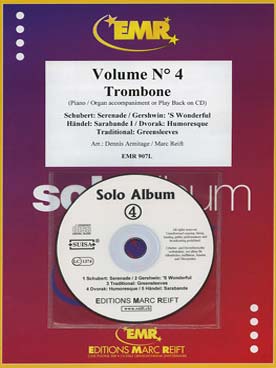 Illustration de SOLO ALBUM (tr. Armitage/Reift) avec accompagnement piano + CD play-along - Vol. 4 : Schubert, Gershwin, anonyme, Dvorak, Haendel
