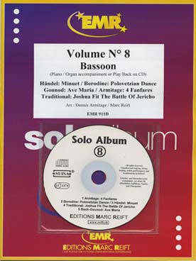 Illustration de SOLO ALBUM (tr. Armitage/Reift) avec accompagnement piano + CD play-along - Vol.  8 : BORODINE Polovetzian dance, ARMITAGE 4 fanfares, HAENDEL Menuet...
