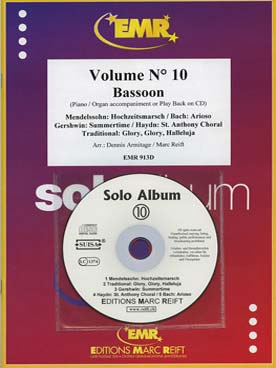 Illustration de SOLO ALBUM (tr. Armitage/Reift) avec accompagnement piano + CD play-along - Vol. 10 : MENDELSSOHN Hochzeitsmarsch, Glory glory halleluja, BACH Arioso...