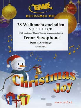 Illustration de 28 MÉLODIES DE NOËL avec CD play-along (tr. Armitage) - Vol. 1 et 2 réunis : saxophone ténor
