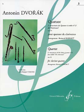 Illustration de 2e mouvement du quatuor à cordes N° 12 op. 96 dit "Américain", tr. Hainaut pour quatuor de clarinettes (C + P)