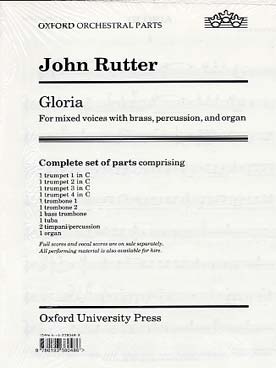 Illustration de Gloria pour chœur SATB et cuivres (4 trompettes, 2 trombones ténor, trombone basse et tuba), percussion et orgue