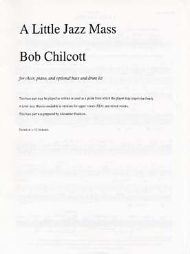 Illustration de A Little jazz mass pour chœur SSA ou SATB, piano, basse et percussion - partie de contrebasse