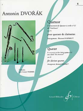 Illustration de 4e Mouvement du quatuor à cordes N° 12 dit "Américain", tr. Hainaut pour 3 clar. si b et clar. basse