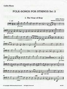 Illustration de FOLK SONGS FOR STRINGS - partie violoncelle/contrebasse set 2