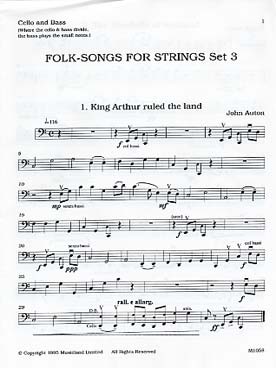 Illustration de FOLK SONGS FOR STRINGS - partie violoncelle/contrebasse set 3