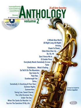 Illustration de ANTHOLOGY : arr. de thèmes célèbres par A. Cappellari, avec CD play-along flûte - Vol. 2 saxo ténor : 24 arrangements