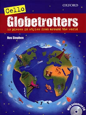 Illustration de Globetrotters cello, 12 pièces : voyage à travers le monde, avec CD play-along, partie de 2e cello ad lib. et partie de piano PDF à imprimer