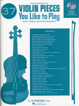 Illustration de 37 VIOLIN PIECES You like to play : Bach, Brahms, Debussy, Moszkowski, Saint-Saëns, Schubert, Vieuxtemps, Wieniawski... 
