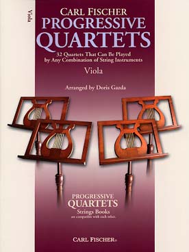 Illustration de PROGRESSIVE QUARTETS, 32 quatuors : airs classiques et traditionnels, arr. Gazda (conducteur seul)