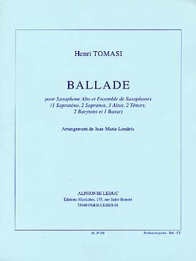 Illustration de Ballade pour saxophone alto et ensemble de saxophones (1 sopranino, 2 sopranos, 3 altos, 2 ténors, 2 barytons, 1 basse)