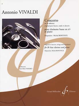 Illustration de Concerto en la m pour basson, cordes et clavecin, tr. Bontoux pour clarinette basse si b et piano
