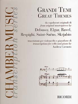 Illustration de GRANDI TEMI : 7 grands thèmes de pièces de Ravel, Debussy, Elgar, Saint-Saëns, Scriabine... (tr. Cavuoto)